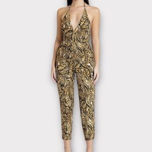 Indah Women’s Jumpsuit Animal Print Halter Open Back Tapered Leg Bali Luxury